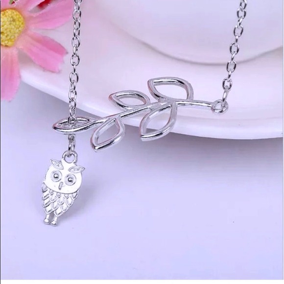 Owl Necklace Silver Branch Pendant Charm Boho Jewelry Gift for Women Girls -New - Picture 4 of 4